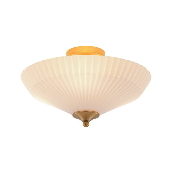 Chandelierias - Chic Modern 3 - Light Fluted Umbrella - Shaped Glass Semi - Flush Mount - Semi Flush - Brass -