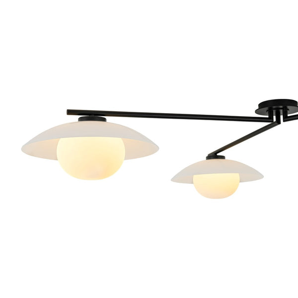 Chandelierias-Chic Modern 3-Light Frosted Glass Blooming Bud Linear Semi-flush Mount-Semi Flush-Black-