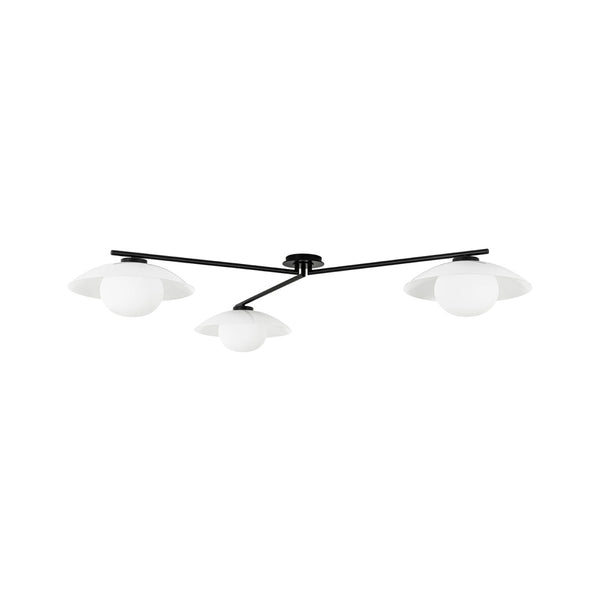 Chandelierias-Chic Modern 3-Light Frosted Glass Blooming Bud Linear Semi-flush Mount-Semi Flush-Black-