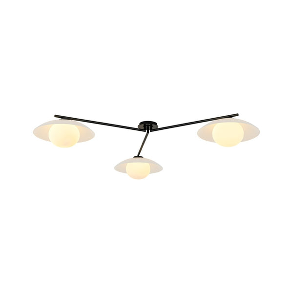 Chandelierias-Chic Modern 3-Light Frosted Glass Blooming Bud Linear Semi-flush Mount-Semi Flush-Black-
