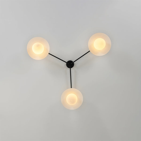 Chandelierias-Chic Modern 3-Light Frosted Glass Blooming Bud Linear Semi-flush Mount-Semi Flush-Black-