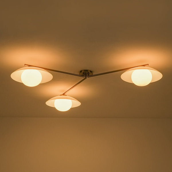 Chandelierias - Chic Modern 3 - Light Frosted Glass Blooming Bud Linear Semi - flush Mount - Semi Flush - Brass -