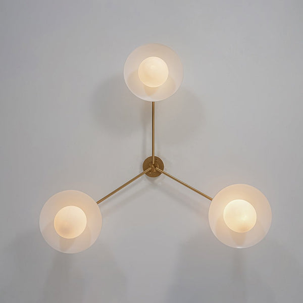 Chandelierias - Chic Modern 3 - Light Frosted Glass Blooming Bud Linear Semi - flush Mount - Semi Flush - Brass -