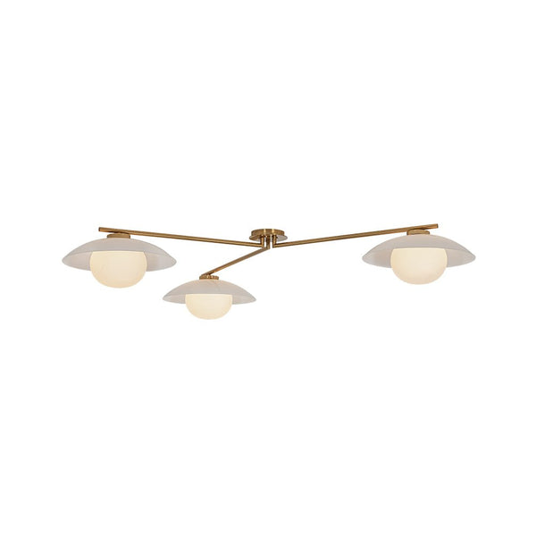 Chandelierias - Chic Modern 3 - Light Frosted Glass Blooming Bud Linear Semi - flush Mount - Semi Flush - Brass -