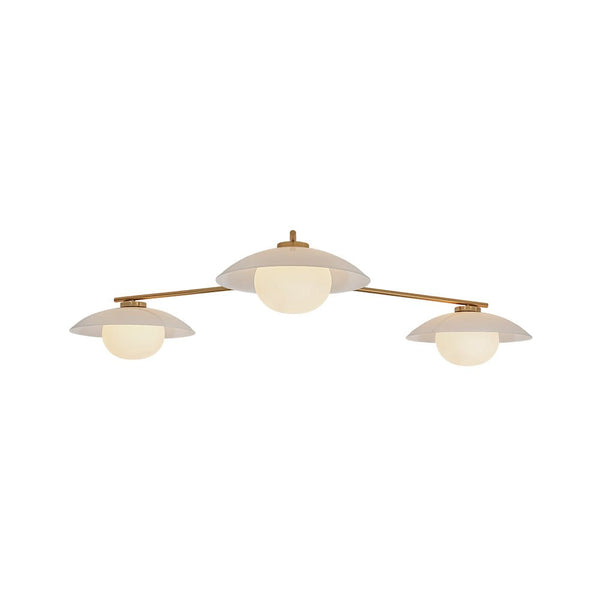 Chandelierias - Chic Modern 3 - Light Frosted Glass Blooming Bud Linear Semi - flush Mount - Semi Flush - Brass -