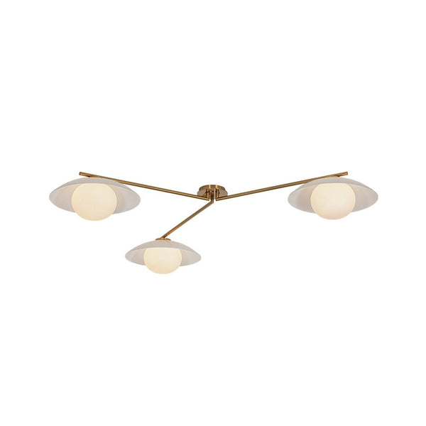 Chandelierias - Chic Modern 3 - Light Frosted Glass Blooming Bud Linear Semi - flush Mount - Semi Flush - Brass -