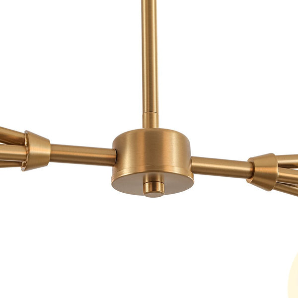 Chandelierias - Chic Modern 6 - Light Glossy Glass Linear Branch Chandelier - Chandeliers - Brush Bras -