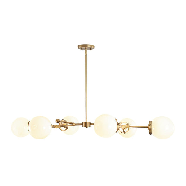 Chandelierias - Chic Modern 6 - Light Glossy Glass Linear Branch Chandelier - Chandeliers - Brush Bras -