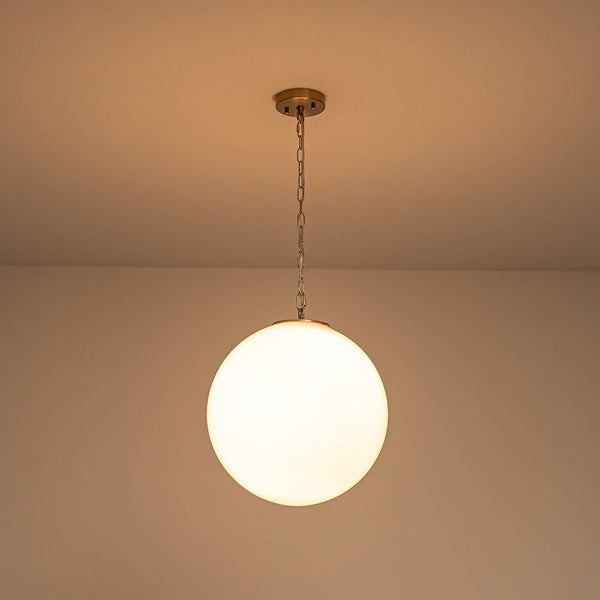 Chandelierias - Classic Glam 1 - Light Opal Glossy Glass Sphere Pendant - Pendants - Brass - Rod