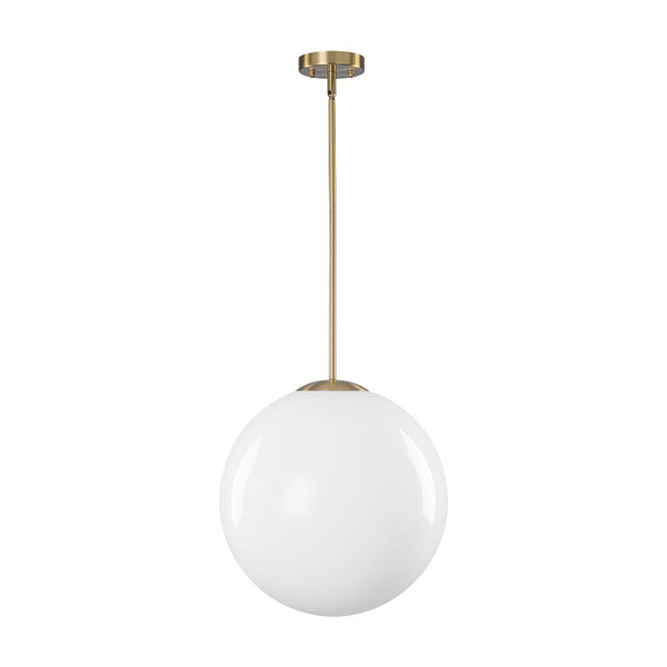 Chandelierias - Classic Glam 1 - Light Opal Glossy Glass Sphere Pendant - Pendants - Brass - Rod