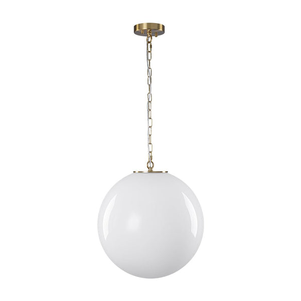 Chandelierias - Classic Glam 1 - Light Opal Glossy Glass Sphere Pendant - Pendants - Brass - Rod