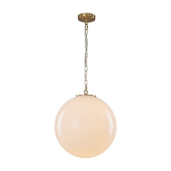 Chandelierias - Classic Glam 1 - Light Opal Glossy Glass Sphere Pendant - Pendants - Brass - Rod