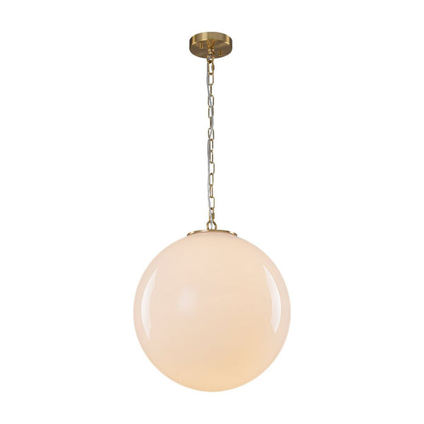 Chandelierias - Classic Glam 1 - Light Opal Glossy Glass Sphere Pendant - Pendants - Brass - Rod