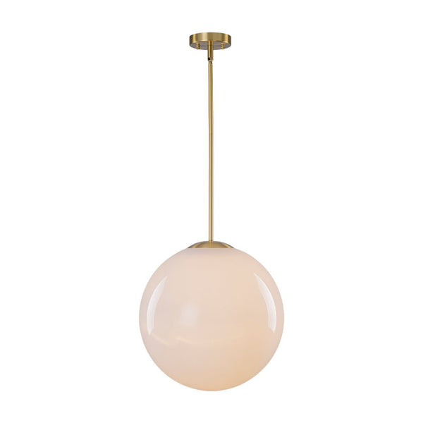 Chandelierias - Classic Glam 1 - Light Opal Glossy Glass Sphere Pendant - Pendants - Brass - Rod