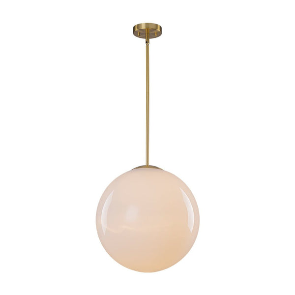 Chandelierias - Classic Glam 1 - Light Opal Glossy Glass Sphere Pendant - Pendants - Brass - Rod
