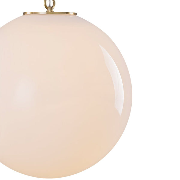 Chandelierias - Classic Glam 1 - Light Opal Glossy Glass Sphere Pendant - Pendants - Brass - Rod