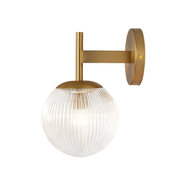 Chandelierias - Classic Glam 1 - Light Ribbed Glass Wall Sconce Vanity Light - Wall Light - Brass -