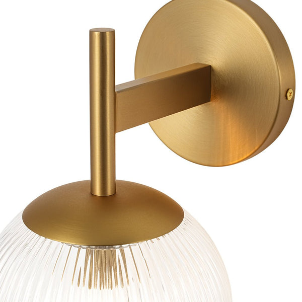 Chandelierias - Classic Glam 1 - Light Ribbed Glass Wall Sconce Vanity Light - Wall Light - Brass -