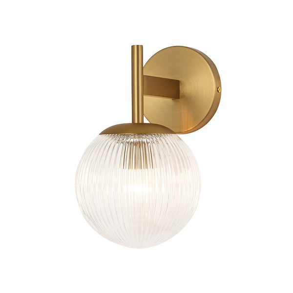 Chandelierias - Classic Glam 1 - Light Ribbed Glass Wall Sconce Vanity Light - Wall Light - Brass -