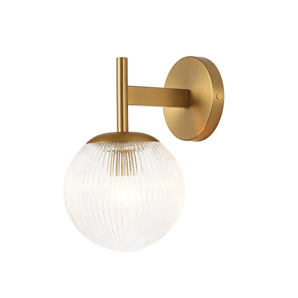 Chandelierias - Classic Glam 1 - Light Ribbed Glass Wall Sconce Vanity Light - Wall Light - Brass -