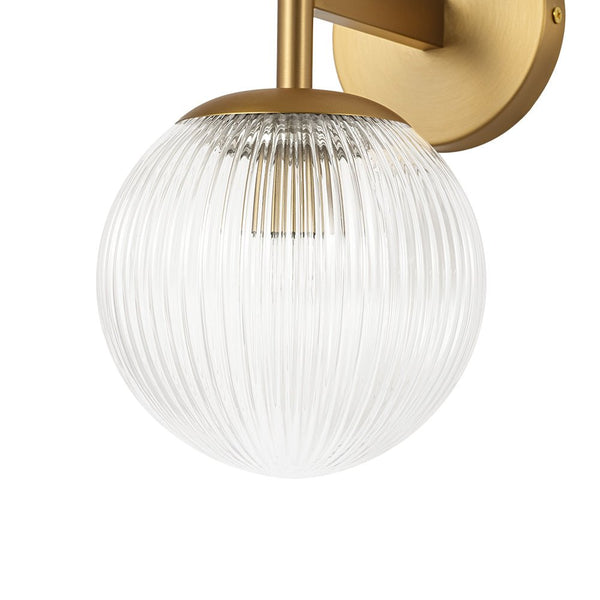 Chandelierias - Classic Glam 1 - Light Ribbed Glass Wall Sconce Vanity Light - Wall Light - Brass -