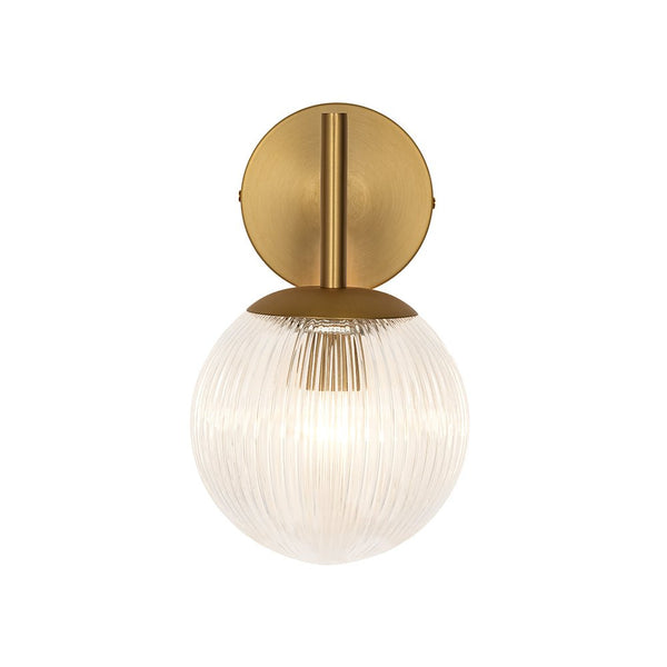 Chandelierias - Classic Glam 1 - Light Ribbed Glass Wall Sconce Vanity Light - Wall Light - Brass -