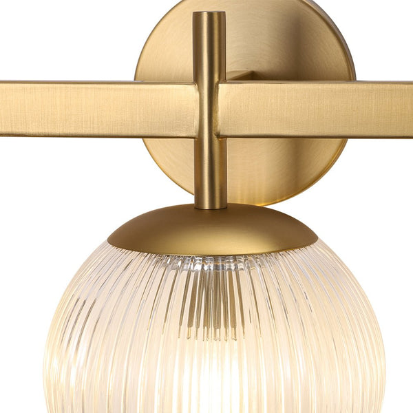 Chandelierias - Classic Glam 3 - Light Ribbed Glass Linear Vanity Light - Wall Light - Brushed Brass -