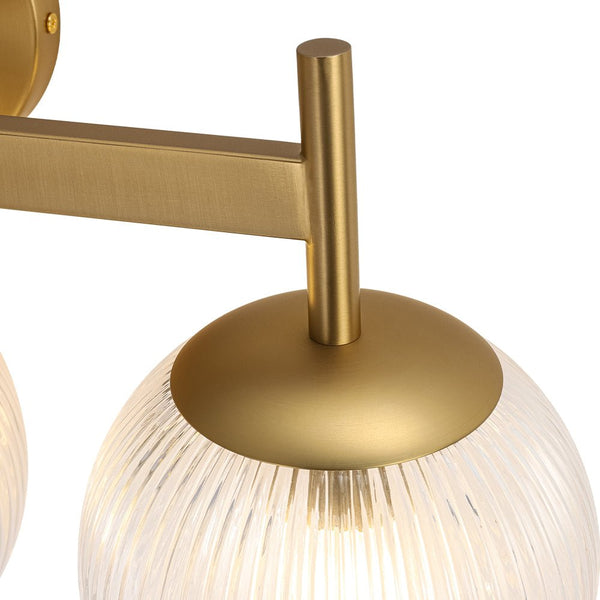 Chandelierias - Classic Glam 3 - Light Ribbed Glass Linear Vanity Light - Wall Light - Brushed Brass -