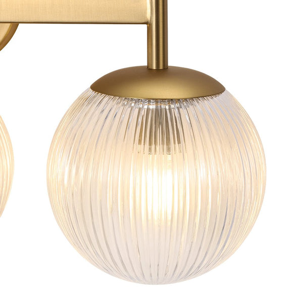 Chandelierias - Classic Glam 3 - Light Ribbed Glass Linear Vanity Light - Wall Light - Brushed Brass -