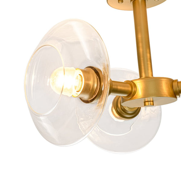 Chandelierias - Clear Rhombus Glass 3 - Light Semi - flush Mount - Semi Flush - Painted Brass -