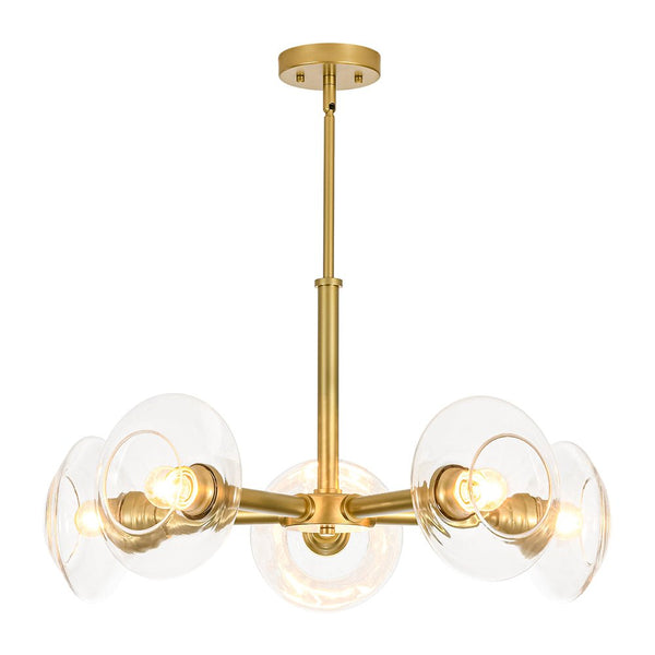 Chandelierias - Clear Rhombus Glass 5 - Light Sphere Chandelier - Chandeliers - Painted Brass -