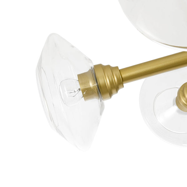 Chandelierias - Clear Rhombus Glass 5 - Light Sphere Chandelier - Chandeliers - Painted Brass -