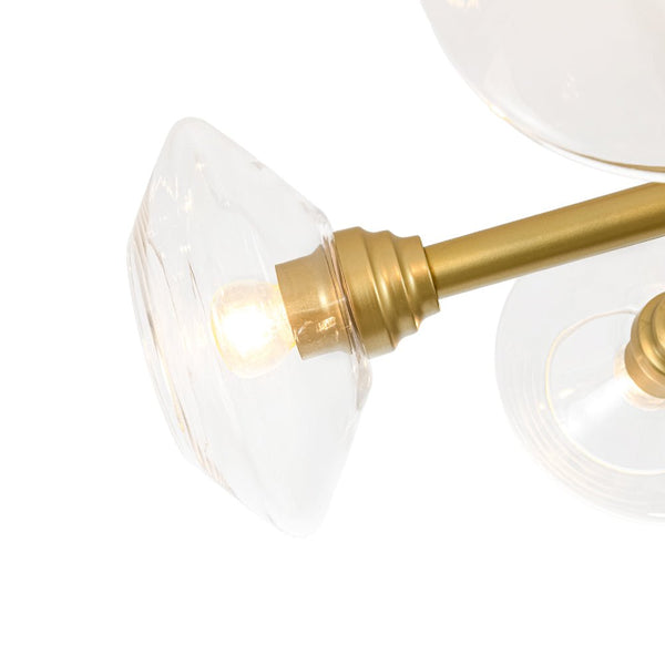 Chandelierias - Clear Rhombus Glass 5 - Light Sphere Chandelier - Chandeliers - Painted Brass -