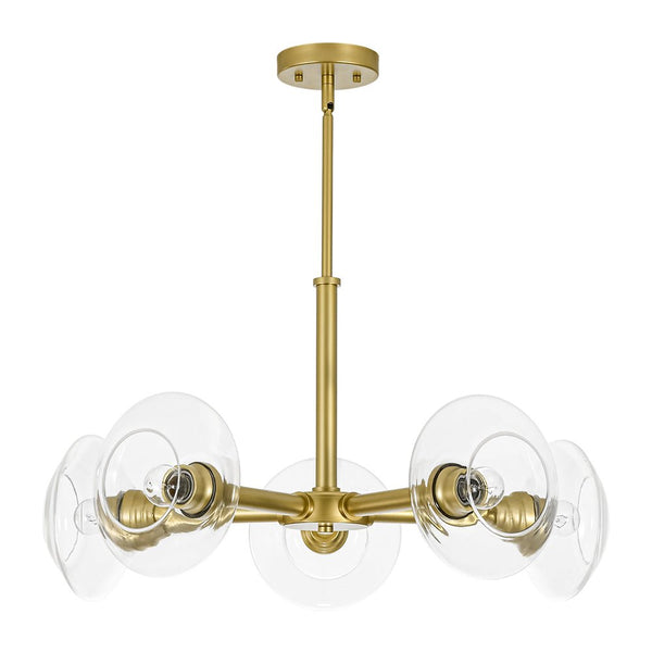 Chandelierias - Clear Rhombus Glass 5 - Light Sphere Chandelier - Chandeliers - Painted Brass -