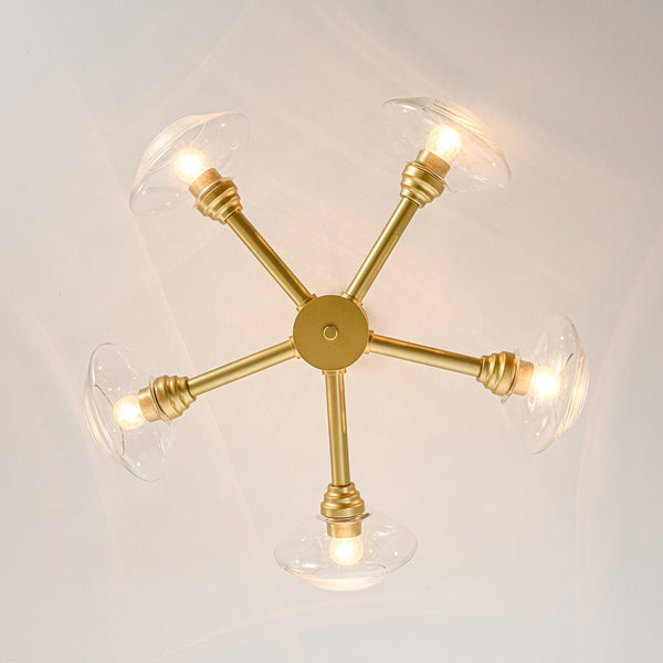 Chandelierias - Clear Rhombus Glass 5 - Light Sphere Chandelier - Chandeliers - Painted Brass -