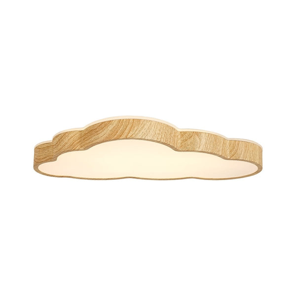 Chandelierias-Cloud Shape Faux Wood 5CCT Selectable Dimmable LED Flush Mount-Flush Mount-Faux Walnut Grain-
