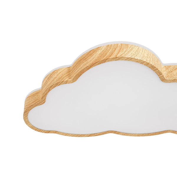 Chandelierias-Cloud Shape Faux Wood 5CCT Selectable Dimmable LED Flush Mount-Flush Mount-Faux Walnut Grain-