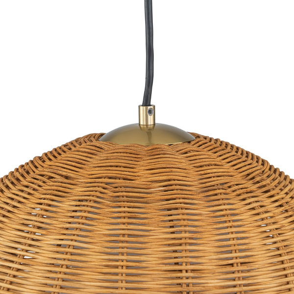 Chandelierias-Coastal 1-Light Central Frosted Globe Rattan Dome Pendant-Pendants-15.7 in-