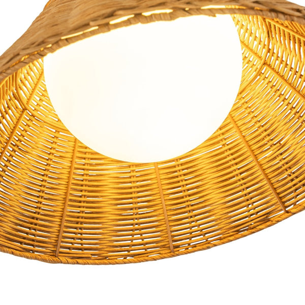 Chandelierias-Coastal 1-Light Hourglass Shaped Rattan Flush Mount-Flush Mount-15.7 in-