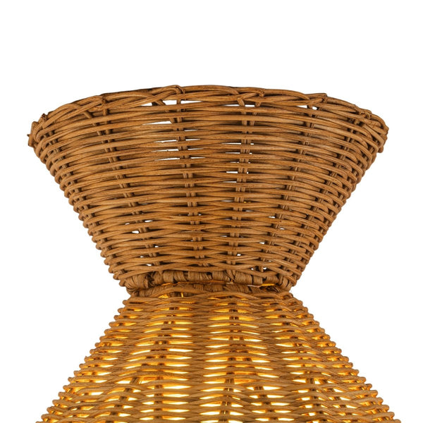 Chandelierias-Coastal 1-Light Hourglass Shaped Rattan Flush Mount-Flush Mount-15.7 in-