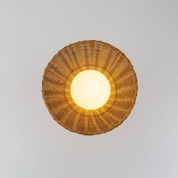 Chandelierias-Coastal 1-Light Hourglass Shaped Rattan Flush Mount-Flush Mount-15.7 in-