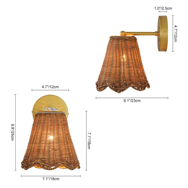 Chandelierias - Coastal Grandeur 1 - Light Rattan Wall sconce - Wall Light - Gold - 2 - Pack