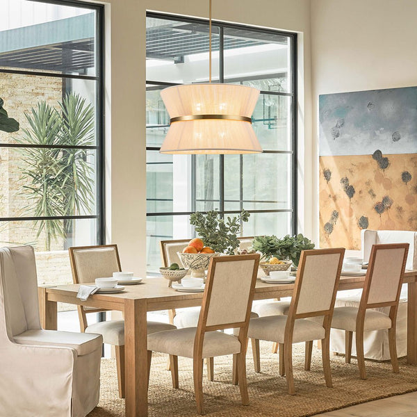 Chandelierias-Coastal-style Brass Hourglass Shape Natural Rope Drum Pendant-Pendant-2 Bulbs-