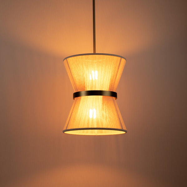 Chandelierias-Coastal-style Brass Hourglass Shape Natural Rope Drum Pendant-Pendant-8 Bulbs-