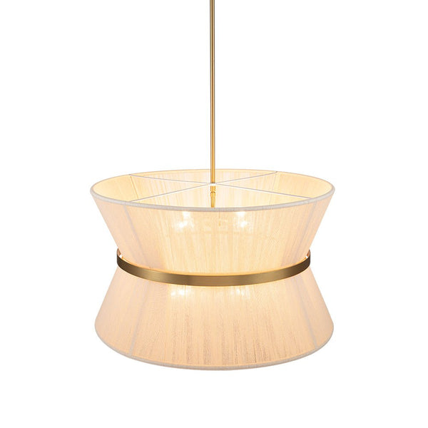 Chandelierias-Coastal-style Brass Hourglass Shape Natural Rope Drum Pendant-Pendant-8 Bulbs-