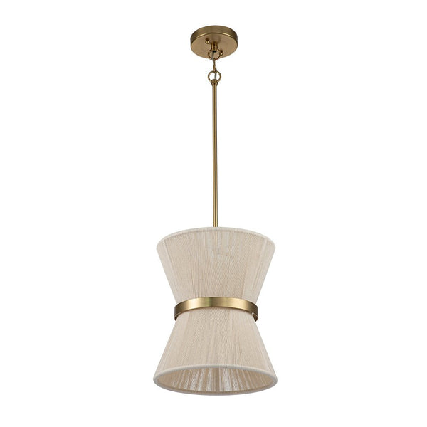 Chandelierias-Coastal-style Brass Hourglass Shape Natural Rope Drum Pendant-Pendant-8 Bulbs-
