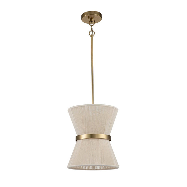 Chandelierias-Coastal-style Brass Hourglass Shape Natural Rope Drum Pendant-Pendant-8 Bulbs-