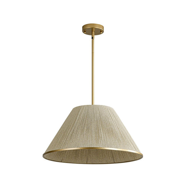 Chandelierias - Coastal Style Single - Light Conical Linen Shade Pendant - Pendant - Gold -