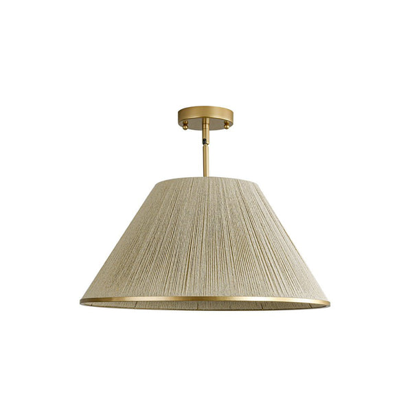 Chandelierias - Coastal Style Single - Light Conical Linen Shade Pendant - Pendant - Gold -