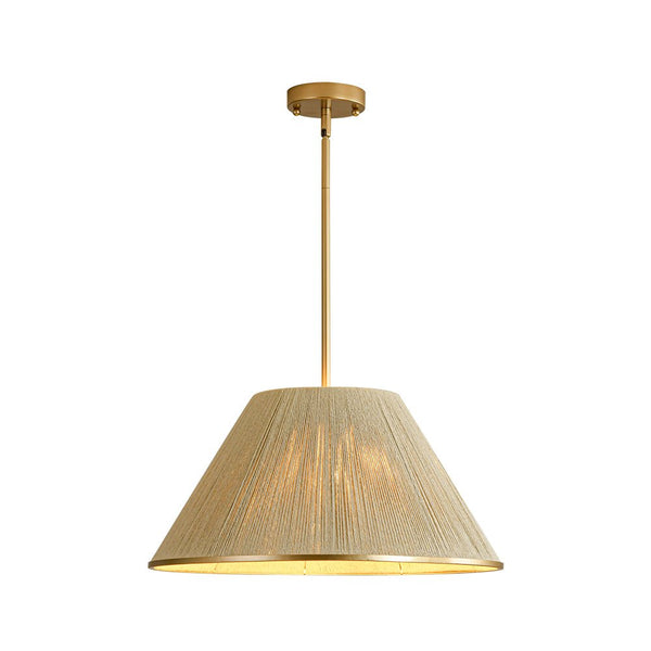 Chandelierias - Coastal Style Single - Light Conical Linen Shade Pendant - Pendant - Gold -